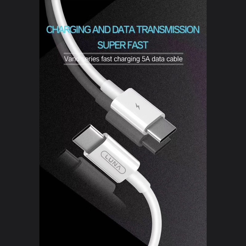 Luna Kabel Data Type C to C USB Cable PD B26A Super Fast Charging 5A 1M For Samsung Power Delivery