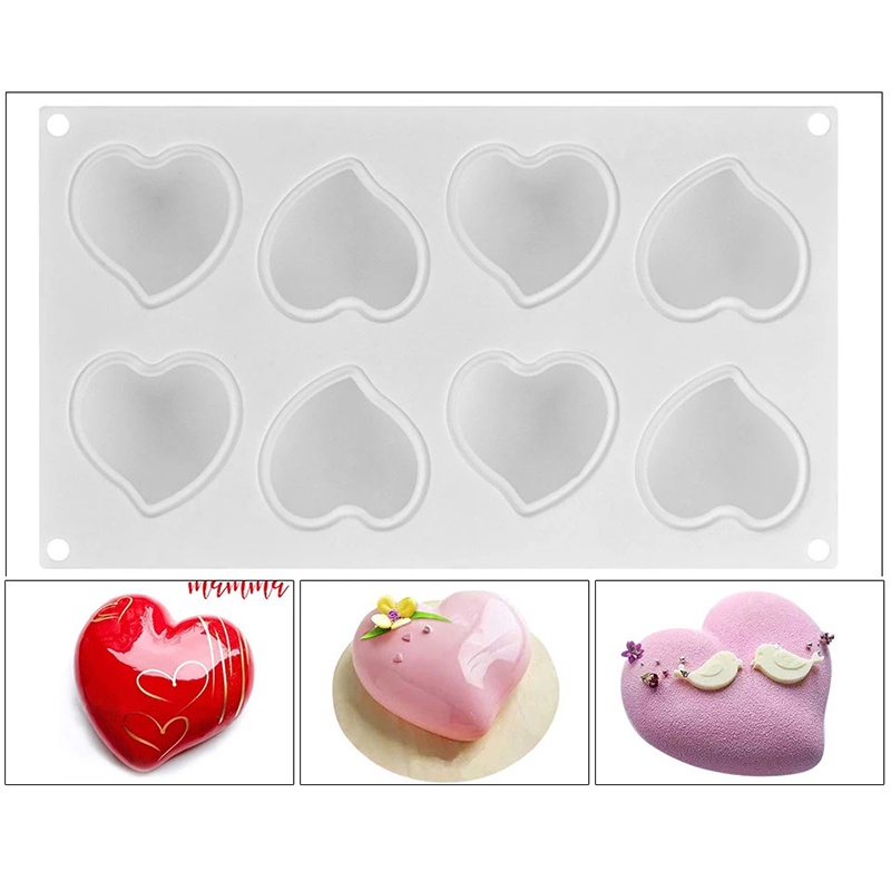 Cetakan Sabun Handmade Bentuk Hati 3d 8 Lubang Bahan Silikon