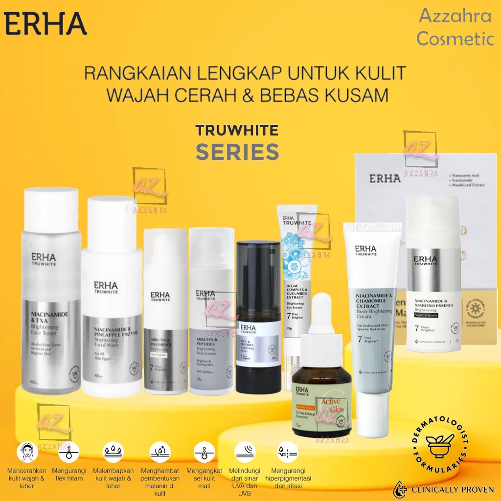 ERHA Truwhite Night Cream | Day Cream | Vit C Serum | Body Brightening | Facial Wash | Pore Toner | Neck Cream | Glow Booster | Eye Serum | Facial Mask