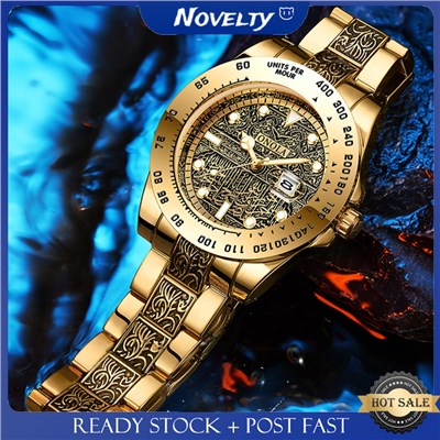 ✸✑Jam Tangan Pria Onola Asli Retro Steel Band Jam Tangan Kalender Tahan Air Jam Tangan Emas