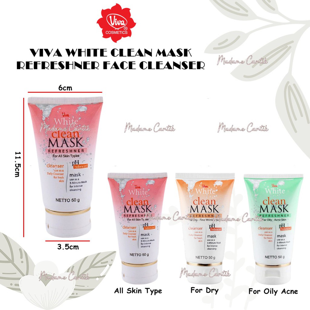 ✿ MADAME ✿ VIVA WHITE CLEAN MASK REFRESHNER FACE CLEANSER VIVA FACE CLEANSER MASK