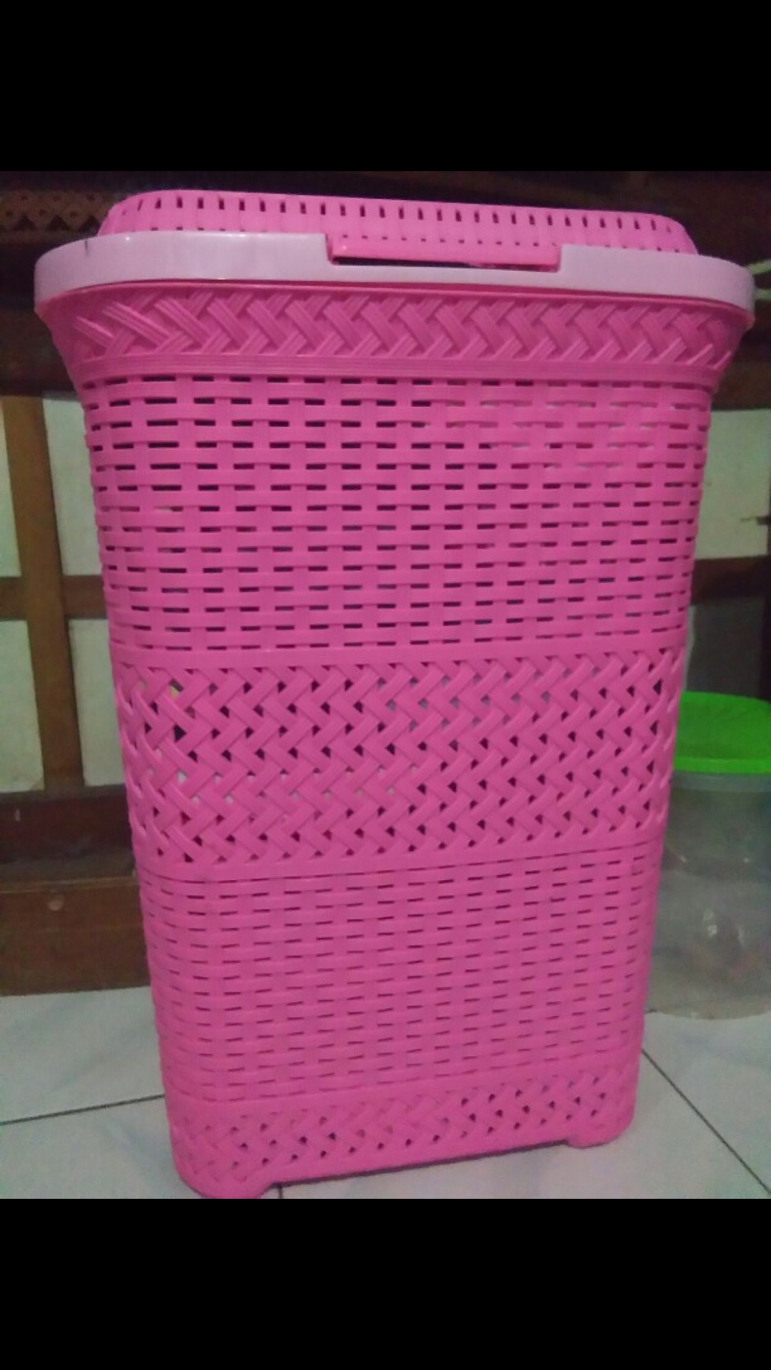 Keranjang Baju / Laundry Basket / Tempat Penyimpanan Baju Kotor Gr Pink Genki Market