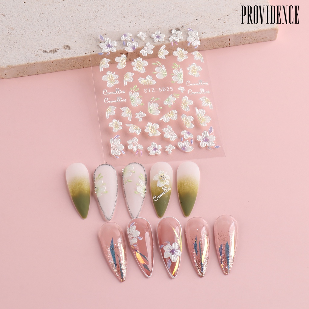 Providence 1 Set Stiker Kuku Motif Bunga 3D Untuk Nail Art