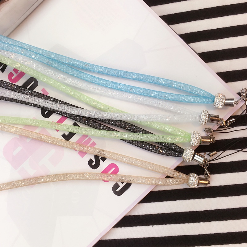 Rhinestone net lanyard ponsel tali halter Crystal ponsel lanyard tali gantung jala lanyard untuk len