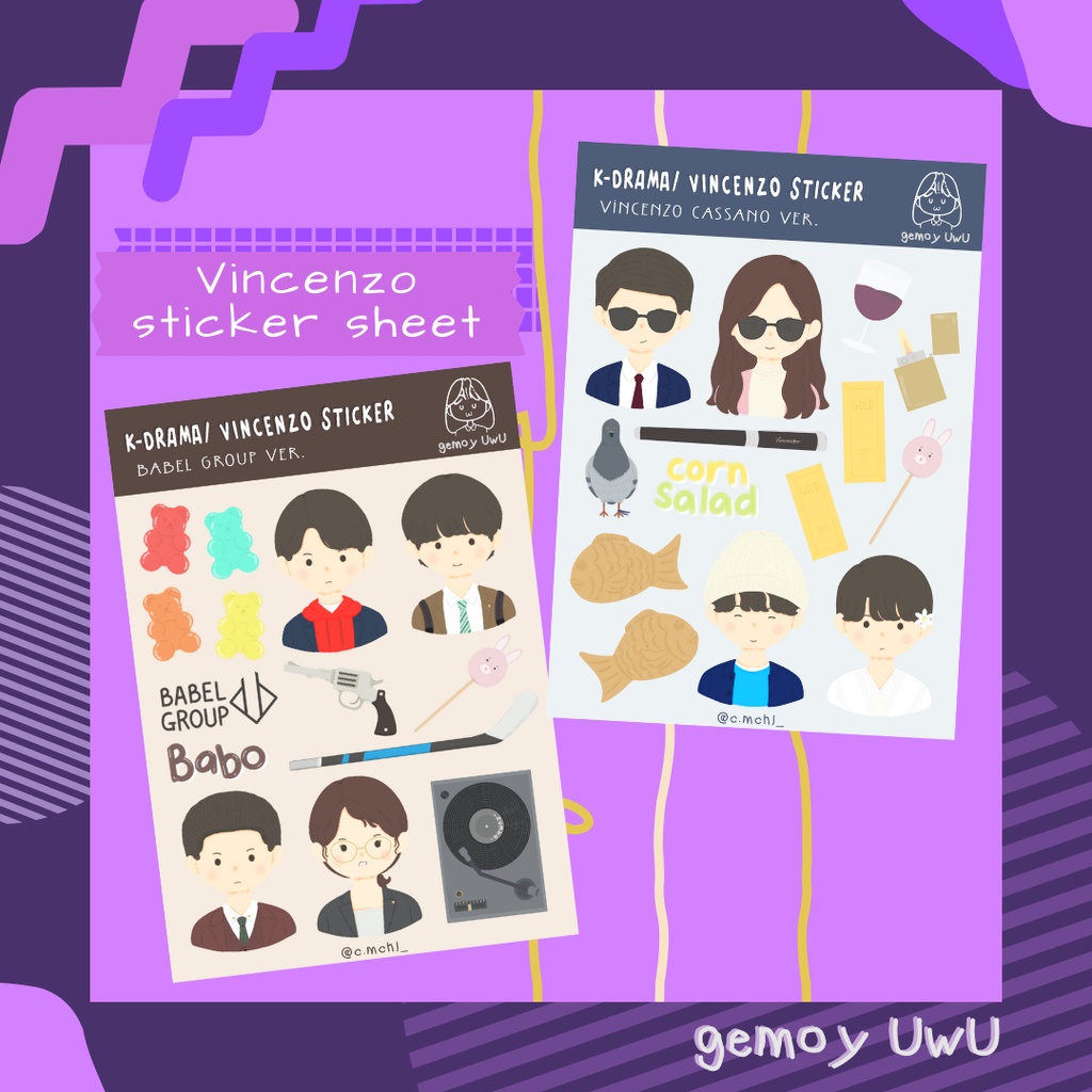 

Gemoy UwU - Vincenzo Sticker Sheet A6 - K-Drama Merchandise