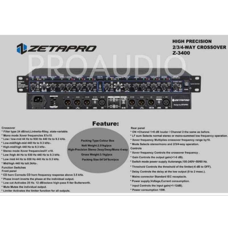 Crossover ZETAPRO Z 3400 / Z3400 / Z-3400 Original 2/3/4-WAY