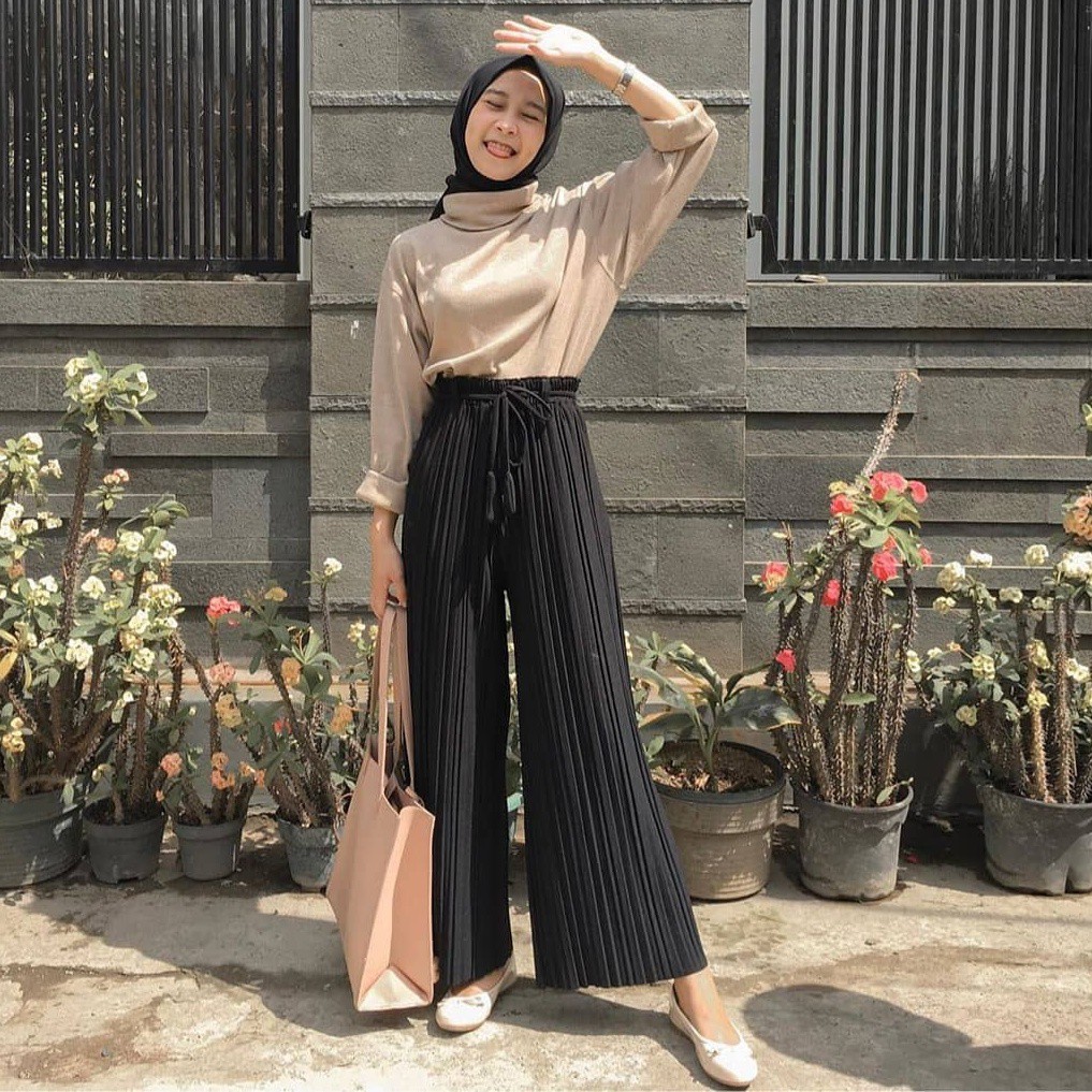  kulot  plisket import  celana  kulot  import  plisket lidi 