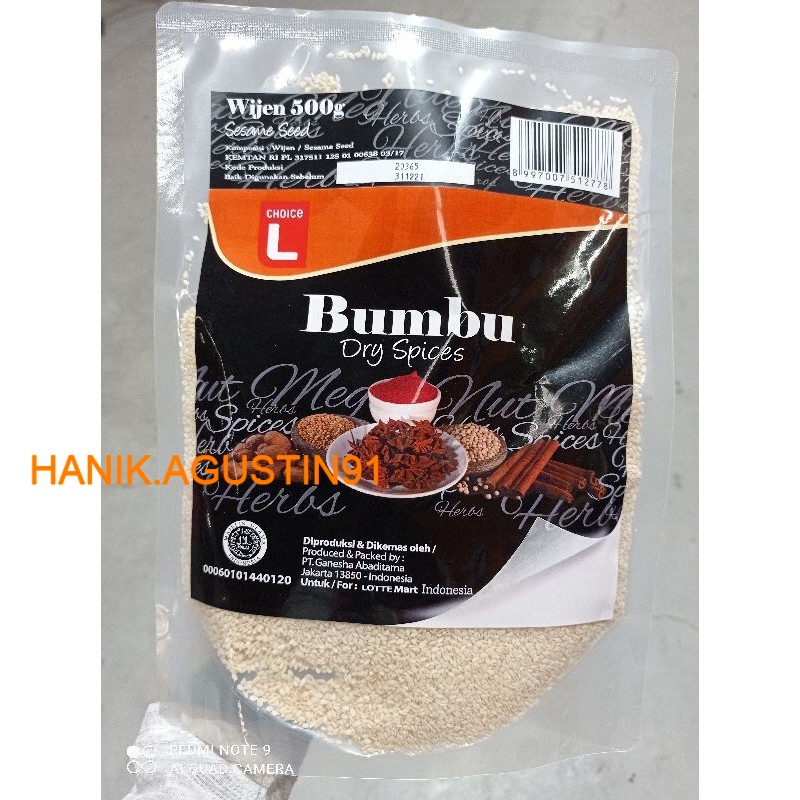 

Choice L Biji Wijen Putih - White Sesame Seed Choice L 500gr