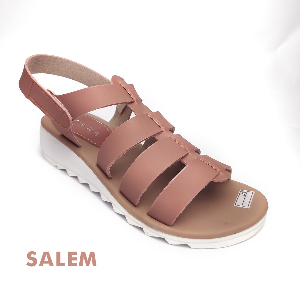 SANDAL WANITA HAK 3CM || STRIP TIGA CEWE KERONJO KULIT