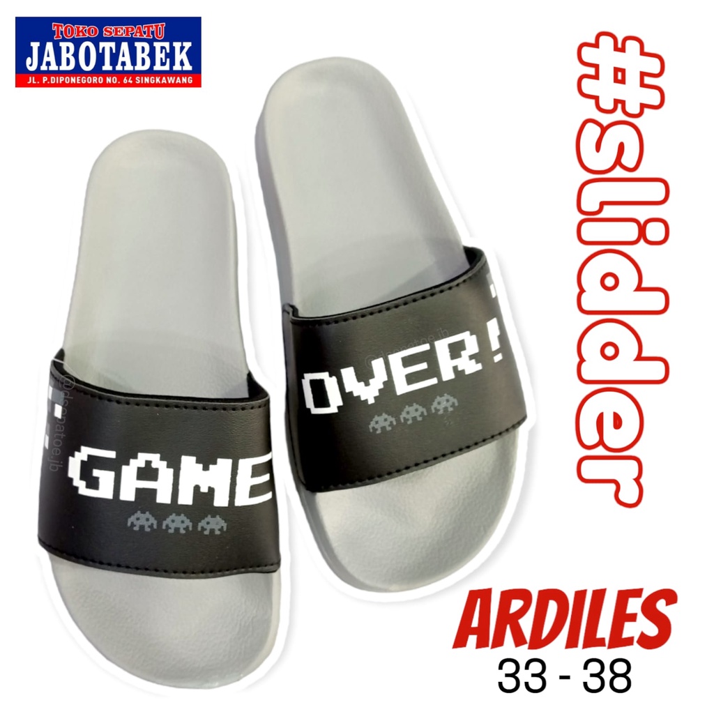 [COD] Sandal Slidder casual ARDILES size 33-38 unisex warna putih abu-abu light grey teplek flat sol
