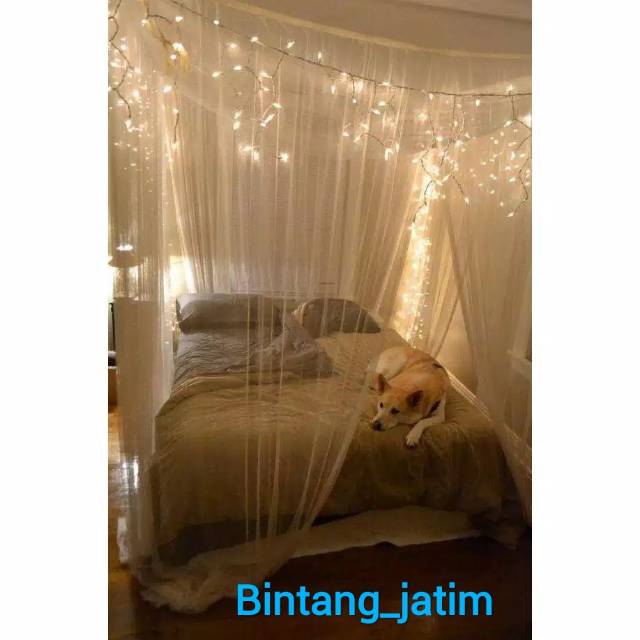 lampu tumblr tirai 100led warna putih/ lampu natal tirai 100led