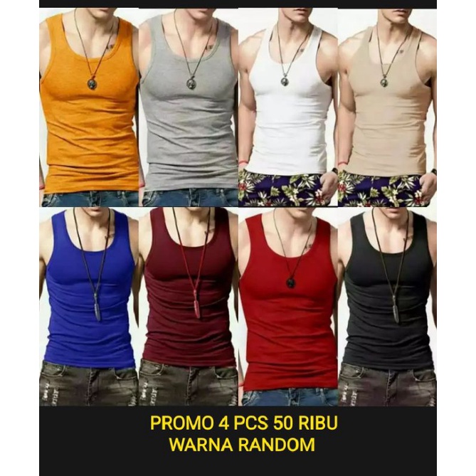 PROMO ...4 PCS 50 RIBU SINGLET PRIA DEWASA