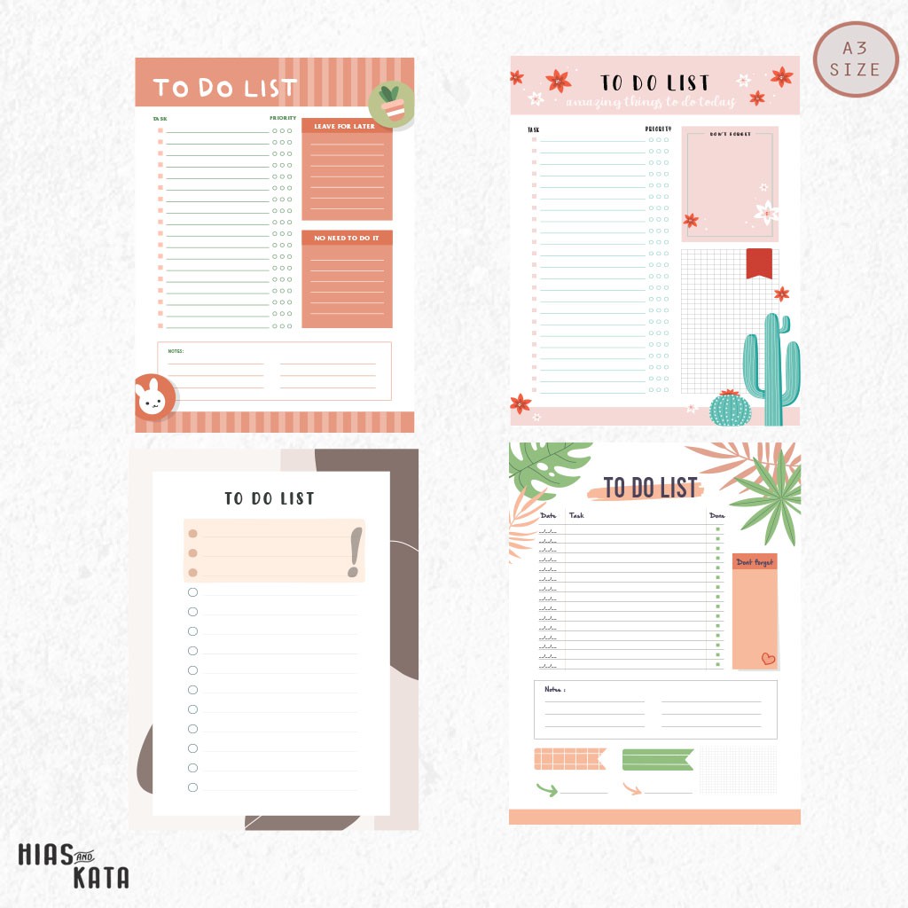 

To do list poster wall planner size A3 (free 1 spidol wipe & clean)