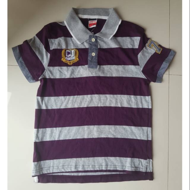Kaos polo anak laki / boy merk CHEETAH Junior size 8 year garis purple size 8 years NEW