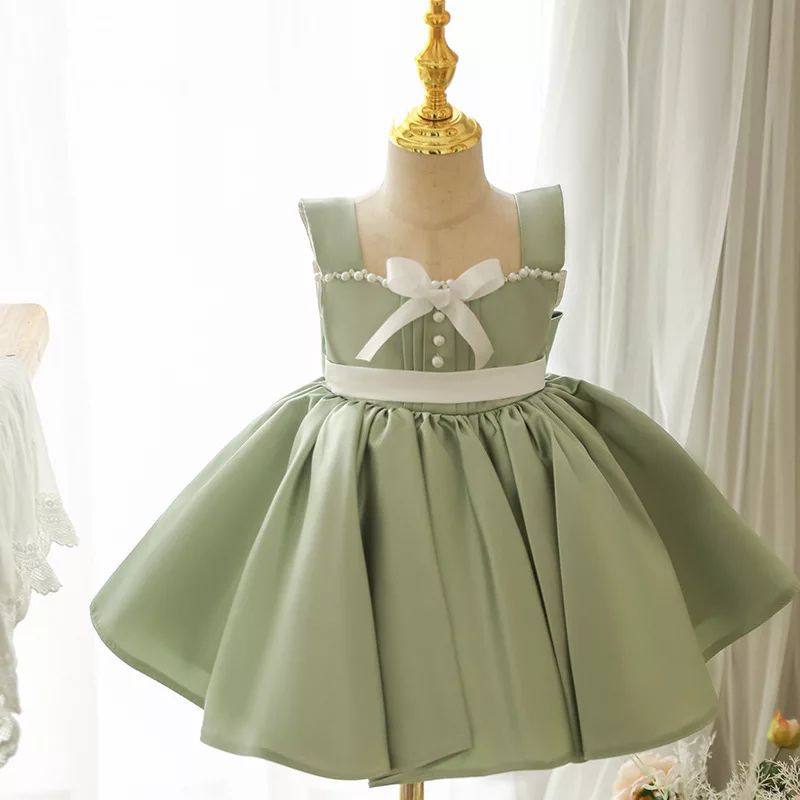DRESS SAGE GREEN HIJAU ANAK PEREMPUAN GAUN PESTA ULANG TAHUN BAYI PEREMPUAN DRESS PRINCESS SOFIA ELS
