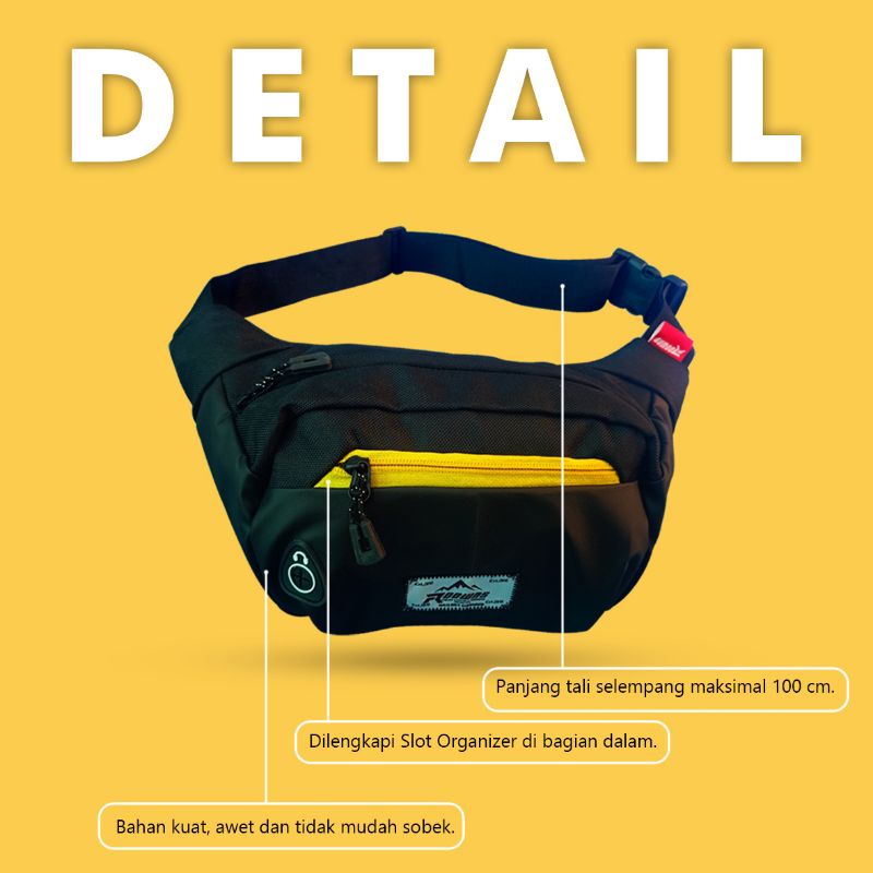 Tas Selempang Waistbag Tas Slempang Distro Semi Waterproof Pria Wanita Roowns Wonder