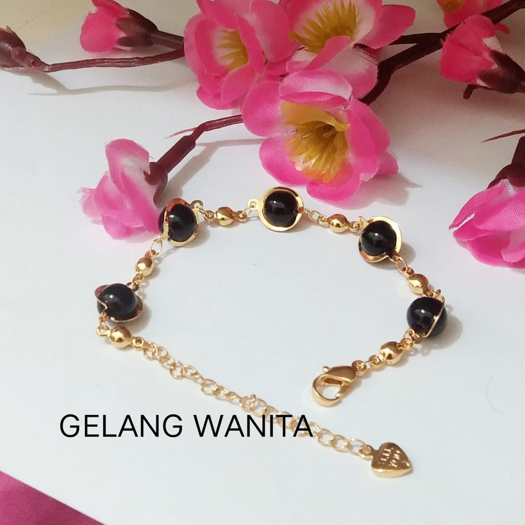 Kenten Acc - Gelang Tangan Perhiasan Wanita Warna Emas Xuping / Gelang Dewasa D-1 / Bola Hitam