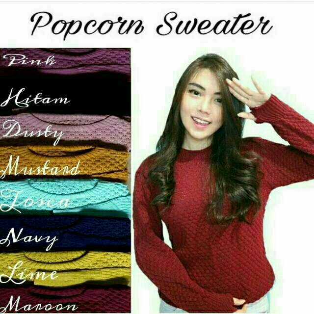 Popcorn Nanas Roundhand Sweater Premium Knit  Baju  Rajut  