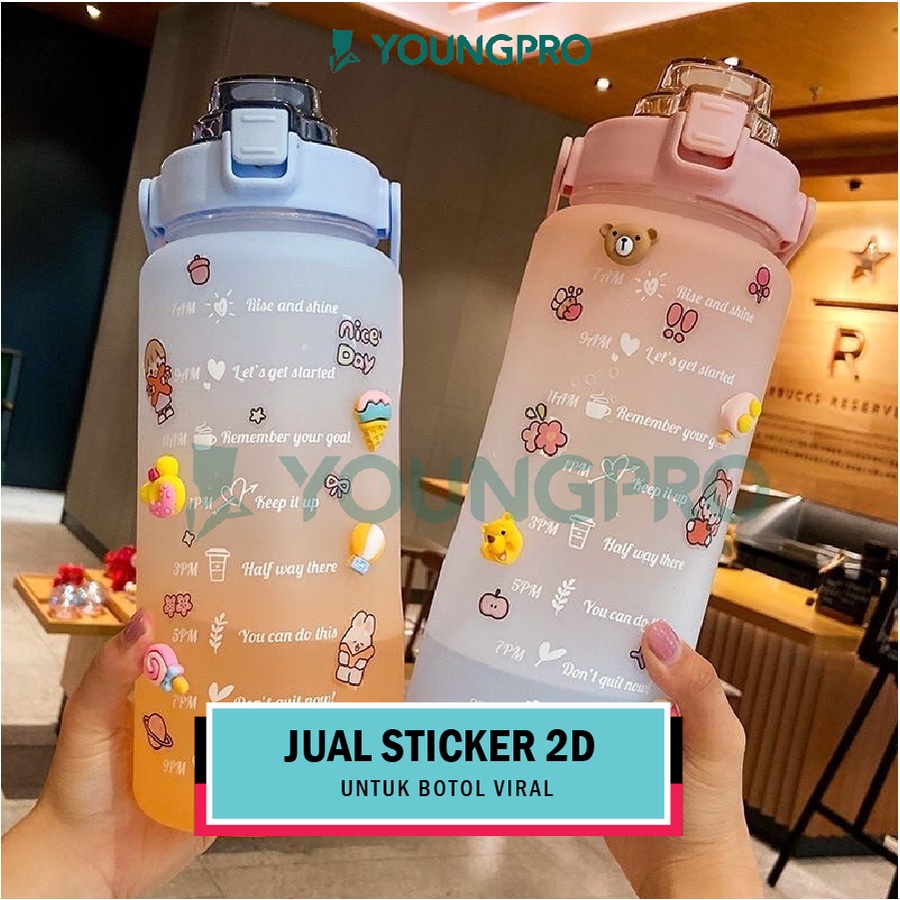 STICKER 3D dan 2D UNIK LUCU UNTUK BOTOL VIRAL STIKER CASE HP KULKAS PINTU MAINAN ANAK 1 PACK ISI 4 PCS + DOUBLE TAPE