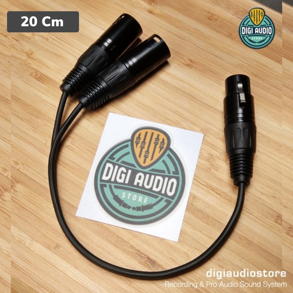 Kabel Splitter 1 Jack XLR Female to 2 XLR Male - Audio Spliter Cable Y - 3 Pin XLR Mikrofon - 20 Cm