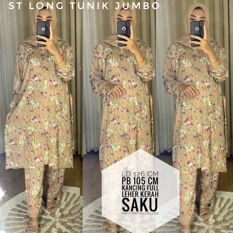 ONE SET TUNIK LONG JUMBO / SET BUSUI JUMBO/ SET VISCOSE