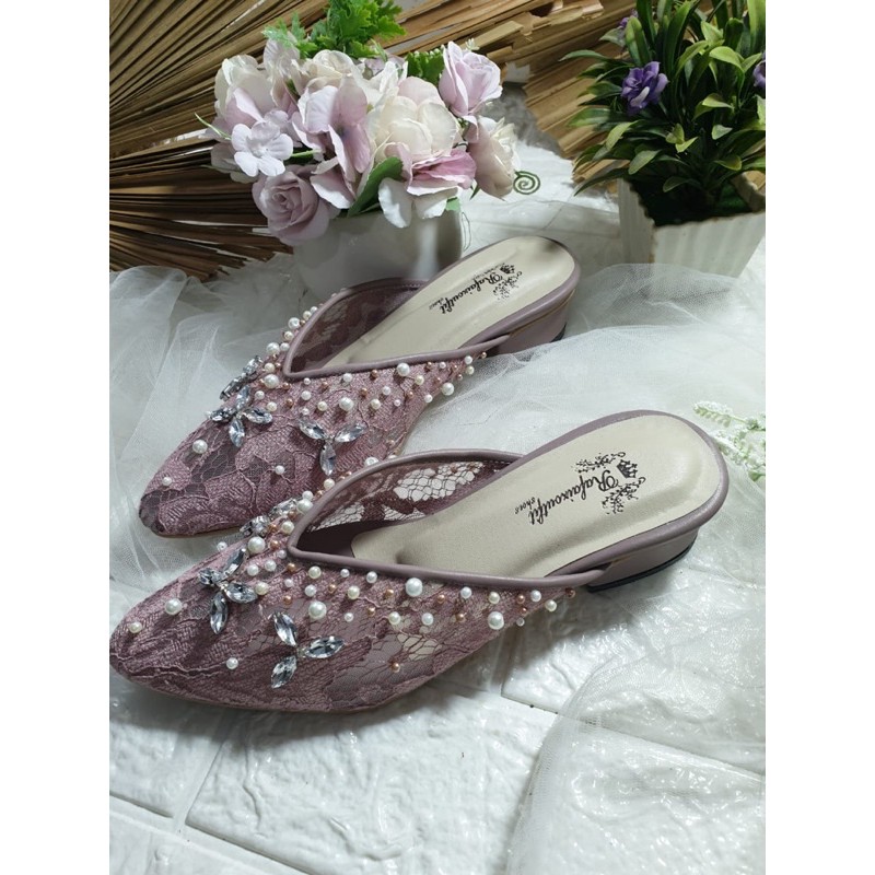 sepatu v cesilia mauve 5cm hak tahu