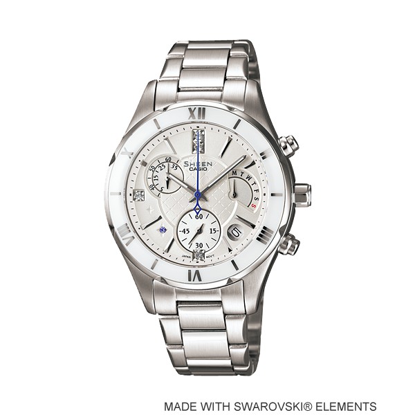 Casio Sheen Jam Tangan Wanita Rantai Silver SHE-5517SG Original