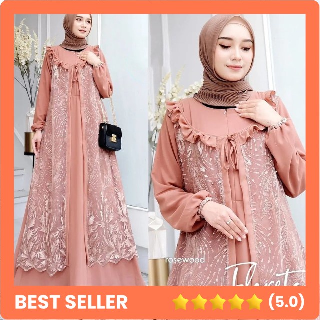 Floreta Dress Maxy Gamis Muslim Kondangan Premium Brukat Import