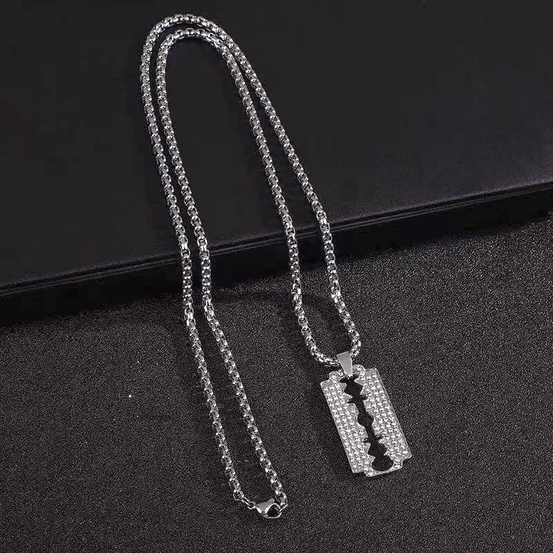 New elegant fashion full diamond blade design necklace pendant necklace accessories