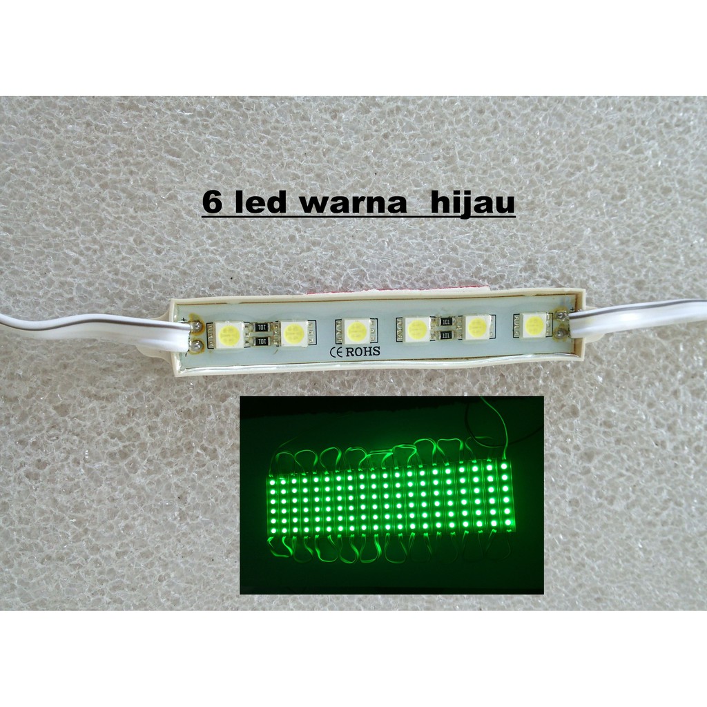 Modul LED Strip 6 Mata SMD 5050 WATERPROOF 12v Warna Hijau