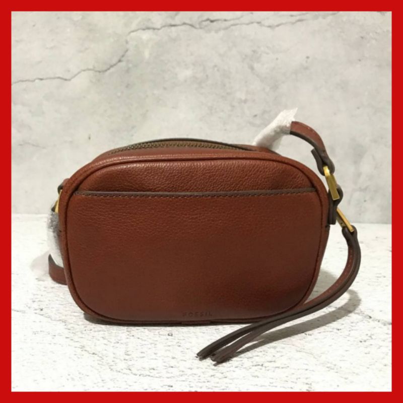 Jual Tas Wanita Fossil Maisie Small Camera Bag Leather Color Brandy. Branded Original