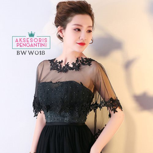 [PRODUK TERLARIS] AKSESORIS PENGANTIN BOLERO PESTA WEDDING LACE HITAM BWW018