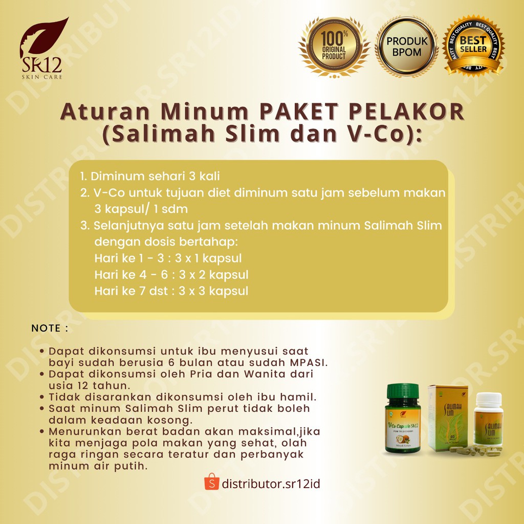 Paket Ampuh Pelangsing Herbal Obat Diet Penurun Berat Badan Peluntur Lemak Perut BPOM Salimah Slim SR12