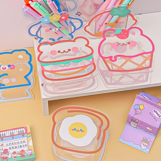 

J2 - tempat pensil acrylic cute animal Pen holder transparant korea