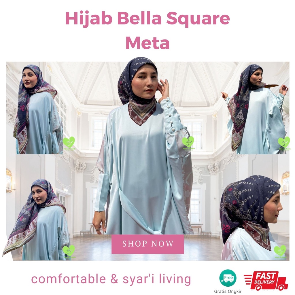 [Outfits] Hijab Bella Square Segi Empat Motif Cantik /Jilbab Bella Square / Kerudung / Krudung / Kudung Muslimah