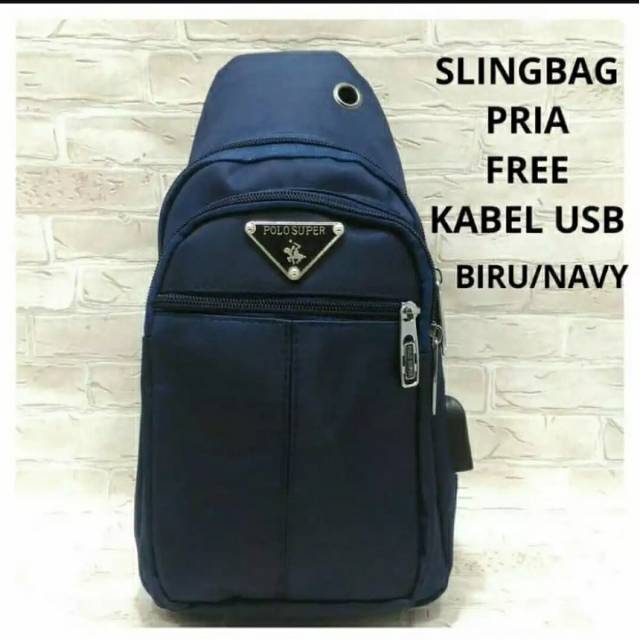 Waistbag pria#tas slempang pria#polo super#free kabel USB#