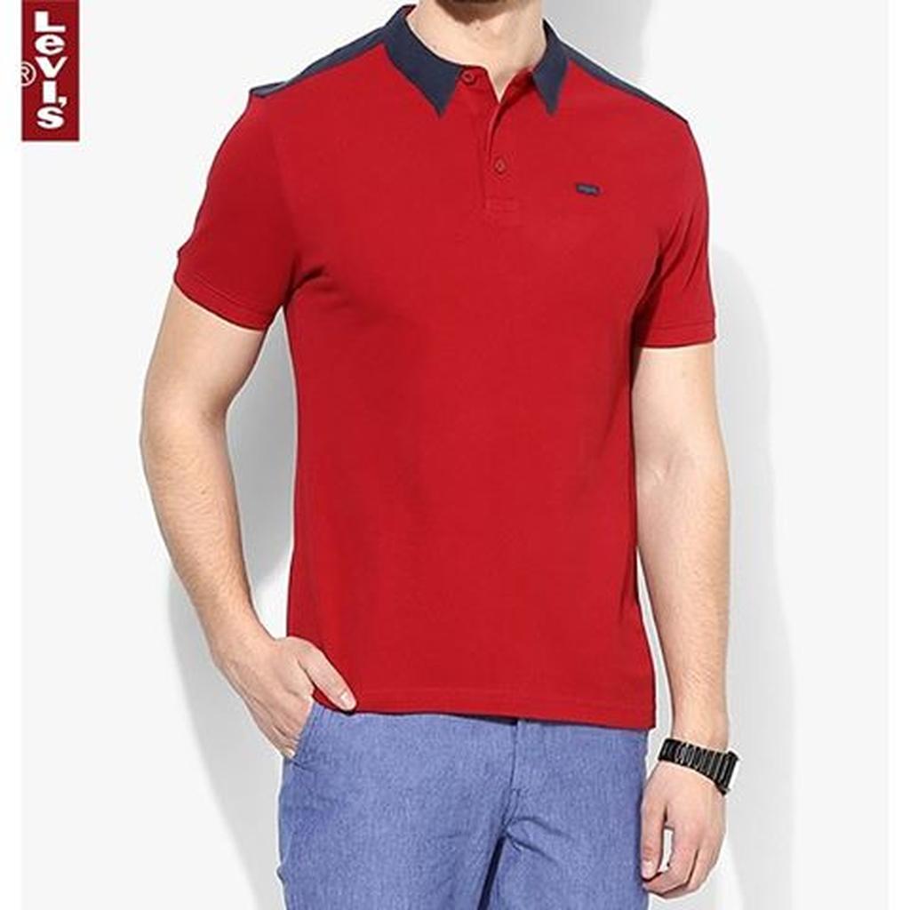Kaos Polo Shirt Levis Red Solid