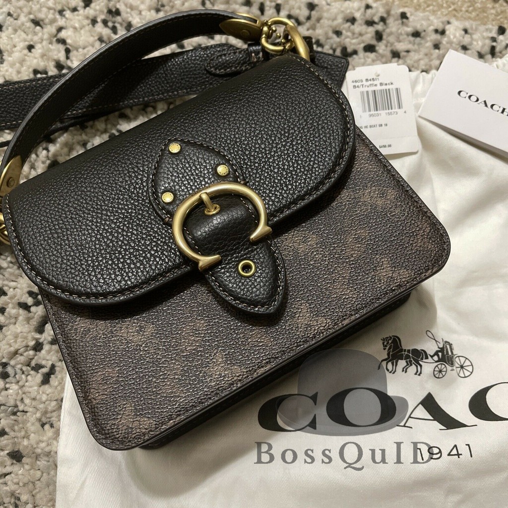 Coach Beat Shoulder Bag 18 With Horse And Carriage Print Black