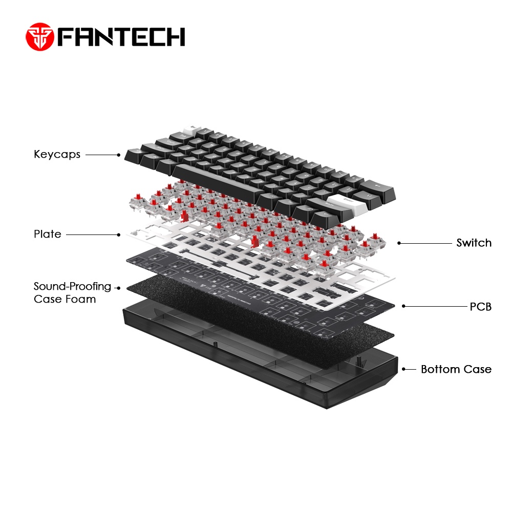 Keyboard Gaming Mechanical RGB Hotswap Fantech MAXFIT61 FROST MK857 FROST RGB Hotswapable Mechanical Gaming Keyboard