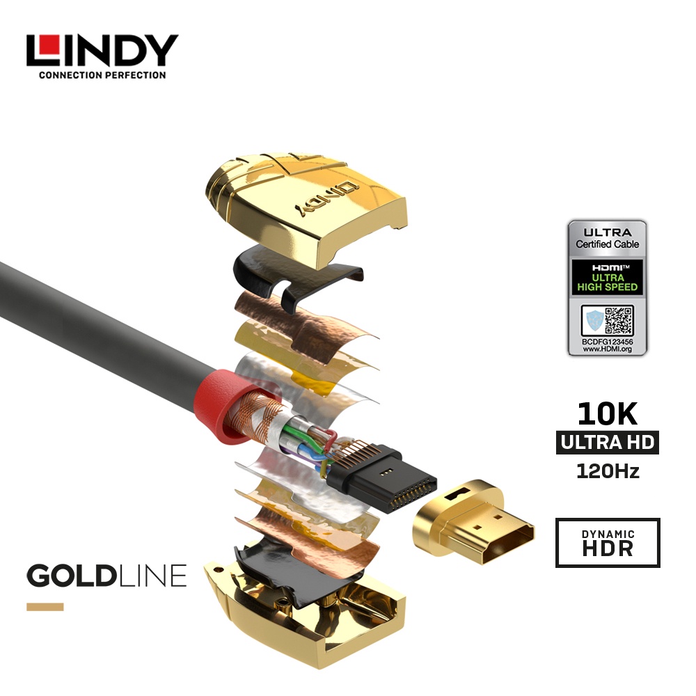 Kabel HDMI LINDY GOLD HDMI 2.1 ULTRA HIGH SPEED 8K 10K A to A - 3760x