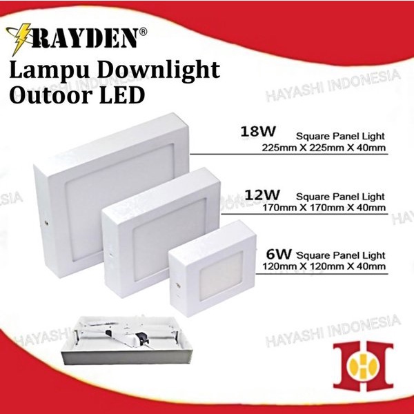 Lampu Downlight LED Panel 6W 12W 18W Surface Light Outdoor Rayden