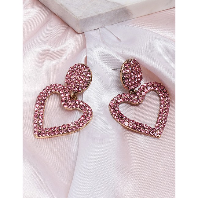 LRC Anting Tusuk Fashion Color Love Diamond Stud Earrings F79960