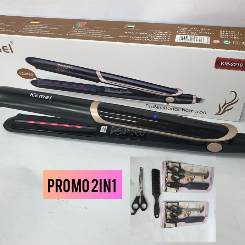 Promo Catok rambut kemei km2219 dan alat gunting sasak rambut pria murah Dan original