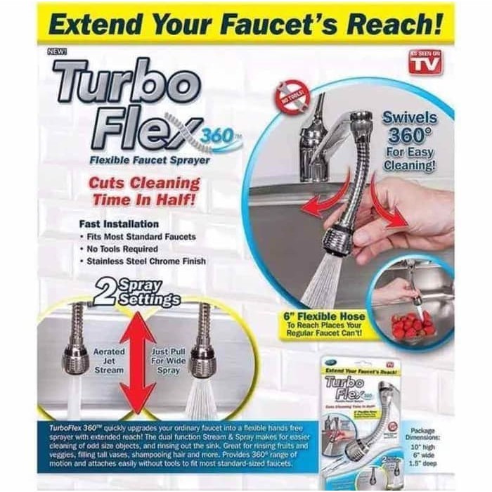 Turbo Flex 360 Flexible Faucet Sprayer - Keran Wastafel