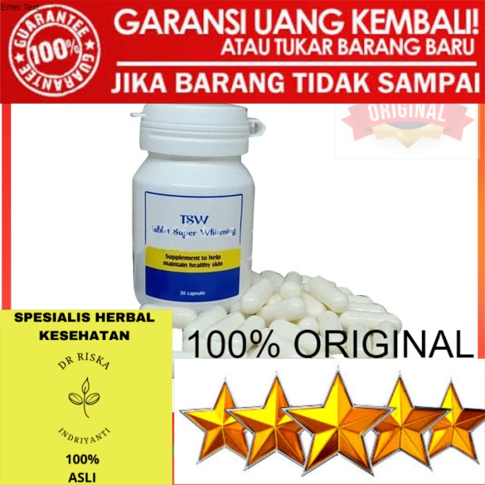 OBAT 100% ORIGINAL SUPLEMEN PEMUTIH KULIT WAJAH TUBUH BADAN PRIA WANITA PERMANEN TSW
