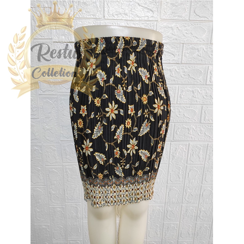 COD Rok Pendek Plisket Batik Bawahan Wanita Kebaya Bahan Semi Silk Sutra Premium Bermacam Macam Motif Terlengkap