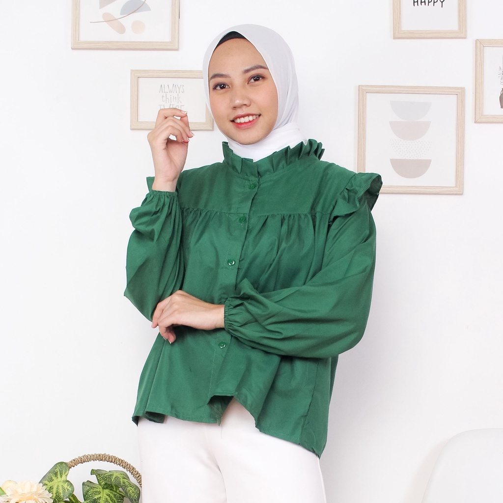 BEFAST - ZRX OOTD Wanita Blouse ITSUMI / Puffy Blouse / Blouse Wanita Lengan Puffy / Atasan Wanita lengan Panjang / Blouse Polos Casual / Blouse Formal / Fashion Wanita Modis / Termurah