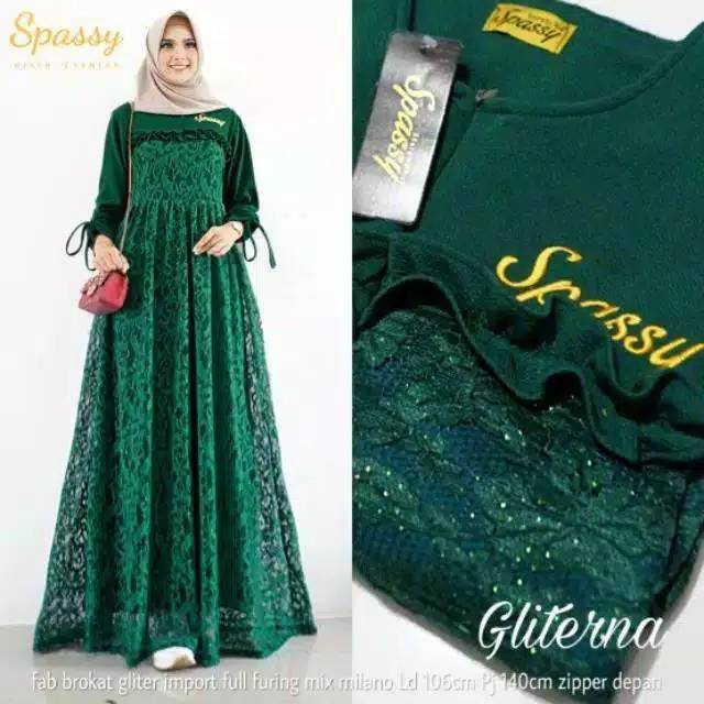 Gliterna by spassy/gamis/gamis murah/gamis terbaru/gamis busui/gamis pesta/gamis brukat/gamis mewah