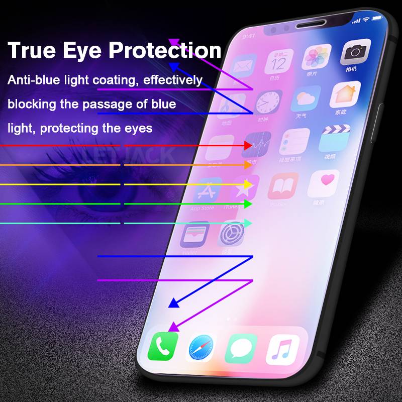 Pelindung Layar Tempered Glass 9H Anti Blue Light Untuk Apple iPhone 7 8 6 6S Plus SE 2020 2022 SE3 11 12 Pro MAX X XR XS MAX