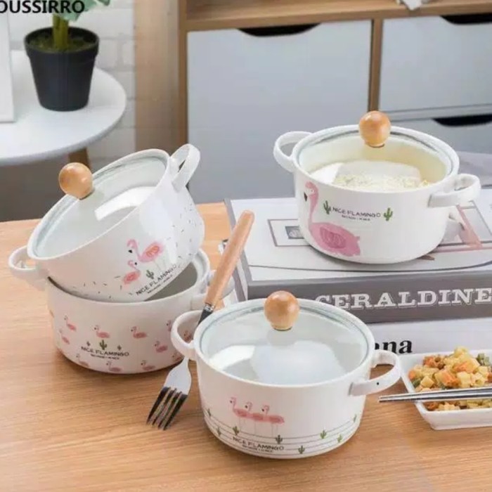 Mangkok / Mangkuk Keramik Tutup Kaca